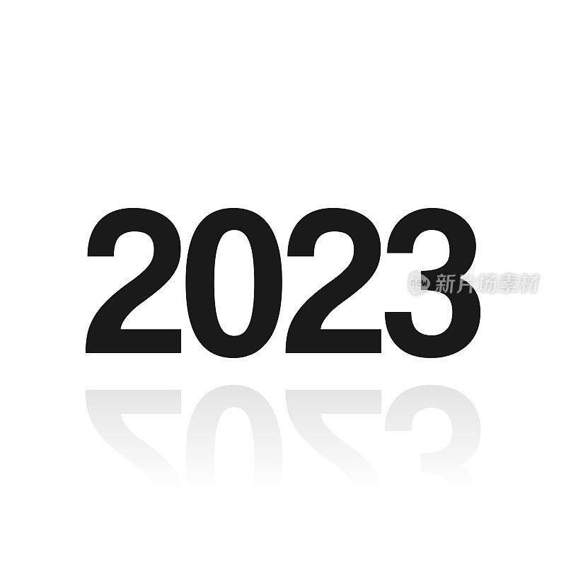 2023年- 2323年。白色背景上反射的图标